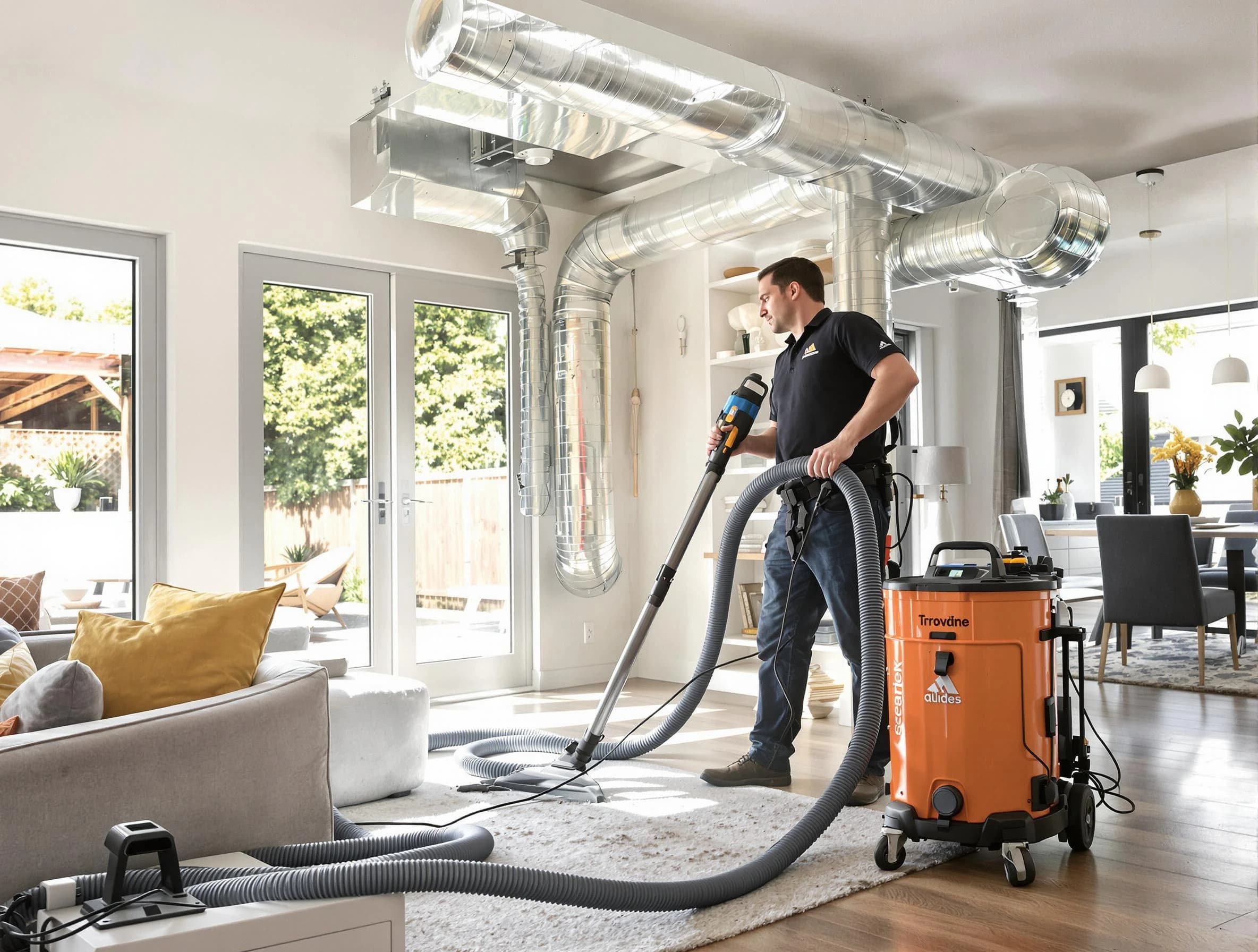 Lafayette Air Duct Cleaning specialist performing thorough residential duct cleaning using advanced equipment in Lafayette