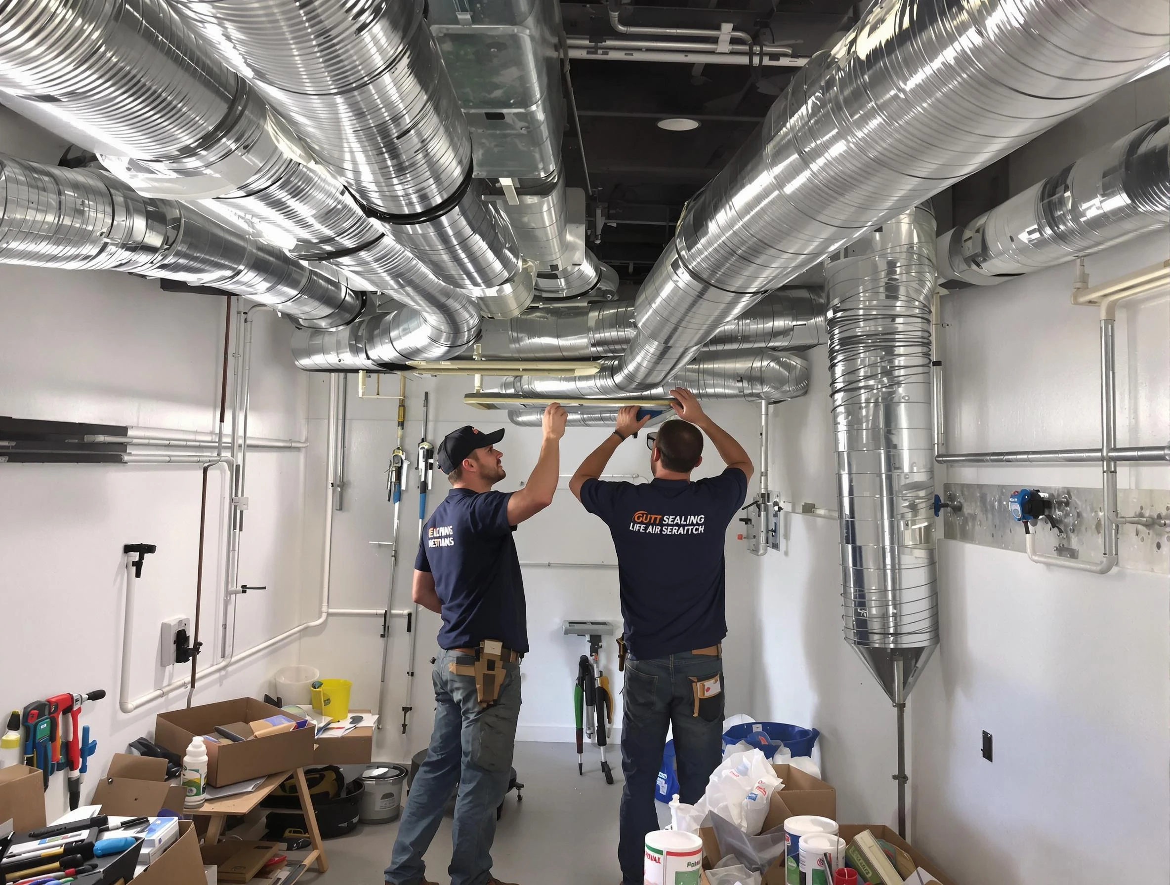 Lafayette Air Duct Cleaning technician applying professional duct sealing solutions in Lafayette