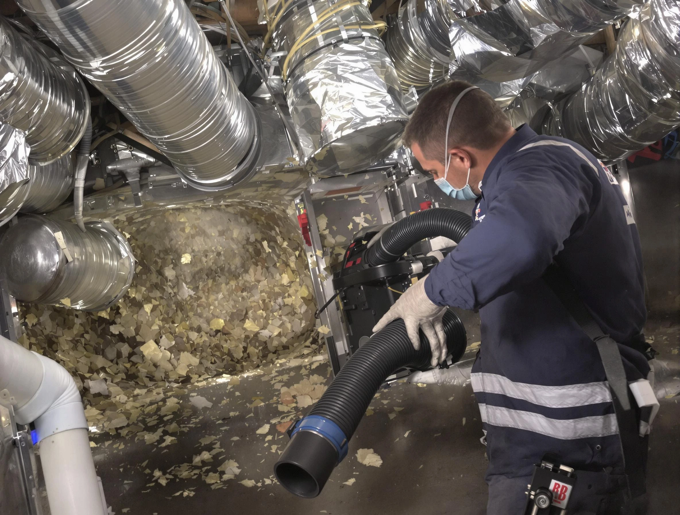 Lafayette Air Duct Cleaning specialist operating negative pressure cleaning equipment for thorough duct maintenance in Lafayette